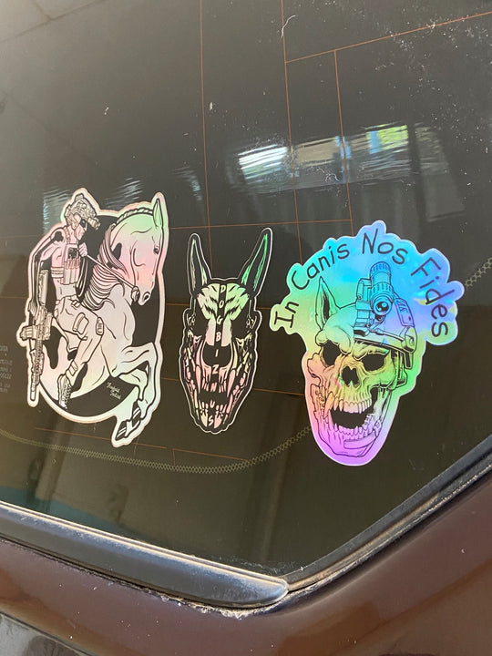 Holographic In Dogs We Trust sticker